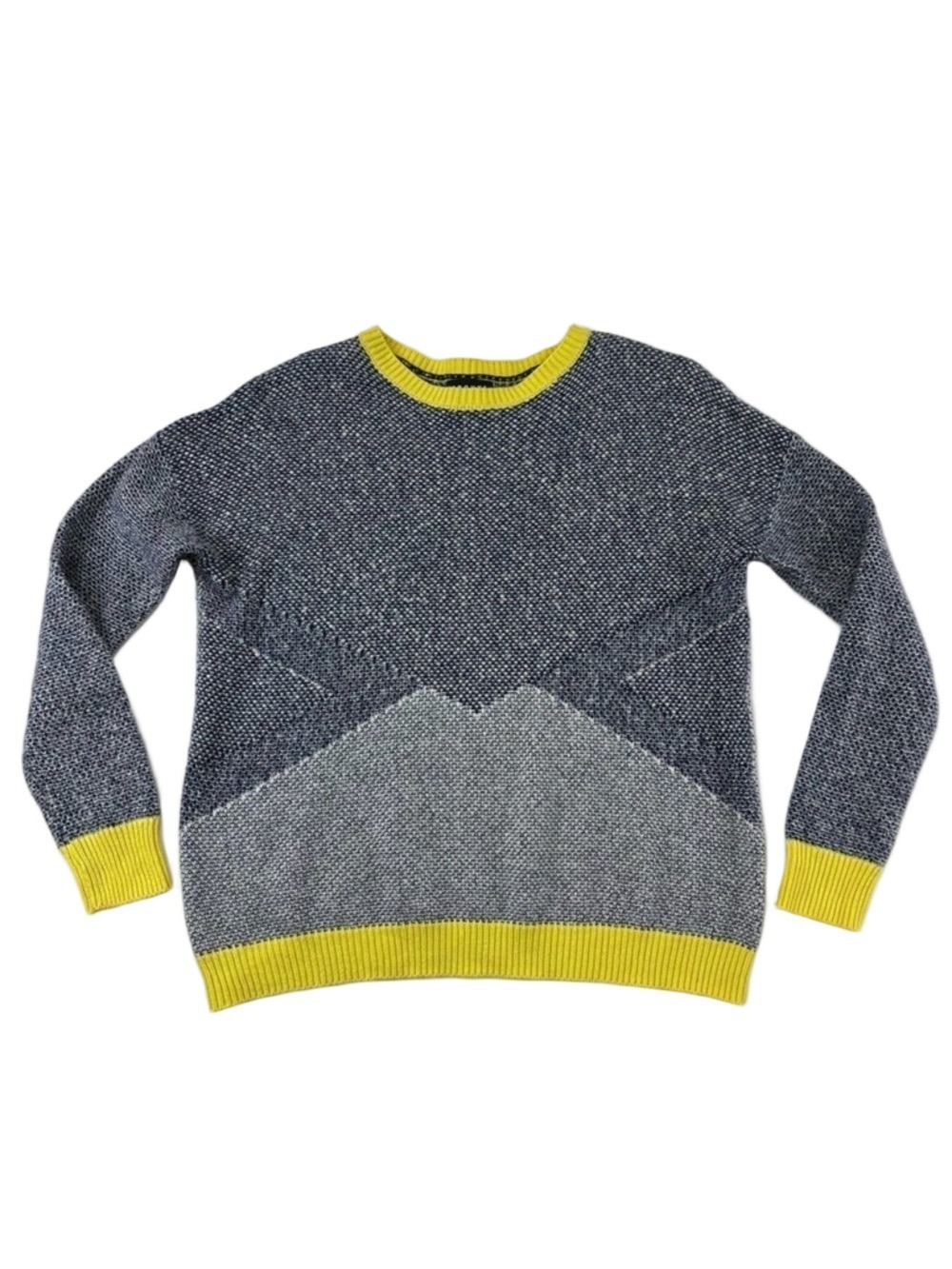 Trouvé navy white yellow crew neck pullover Small cotton nylon mohair angora